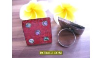 Balinese Red Coral Shells Handmade Finger Rings 